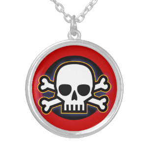 Skull and Bones Amulet Silver Plated Necklace