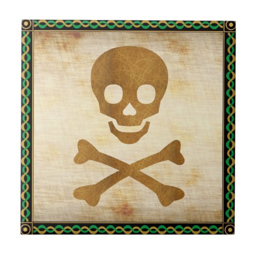 Skull and Bones Ceramic Tile