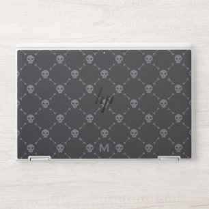 Skull and Bones Check Pattern Grey Monogram HP Laptop Skin