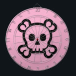 Skull and bones girly pink dart board design<br><div class="desc">Skull and bones girly pink dart board design. Cute gift idea for kids. Color can be changed.</div>