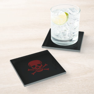 Skull and Bones Glass Coaster
