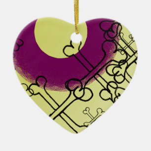 skull and bones gothic purple ceramic ornament