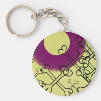 skull and bones gothic purple keychain