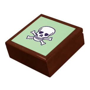 Skull and Bones green jewelry wooden keepsake box 