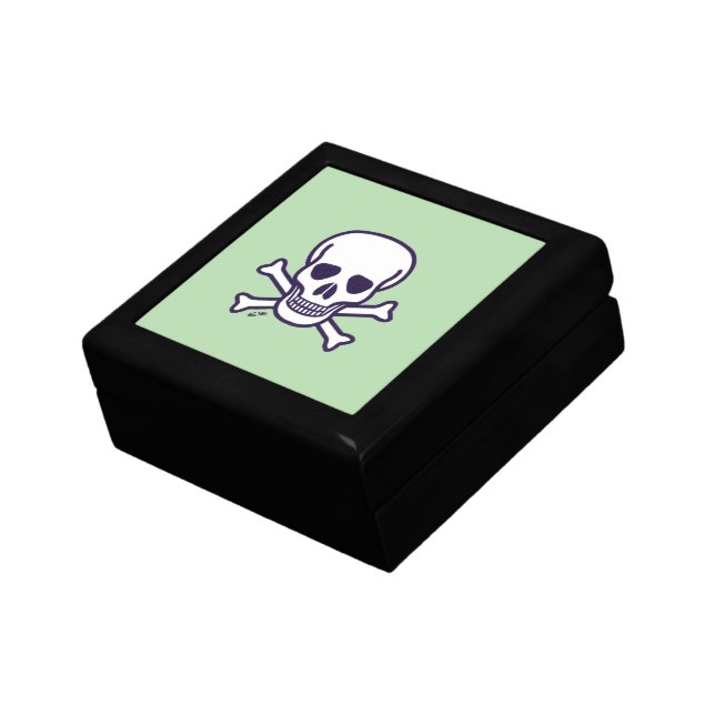 Skull and Bones green jewelry wooden keepsake box  (Side)