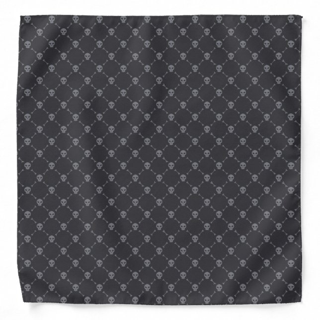 Skull and Bones Grey Black Halloween Pattern Bandana (Front)