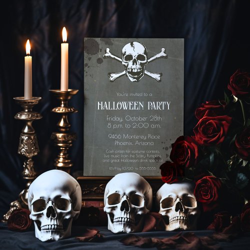 Skull and Bones Halloween Invitation