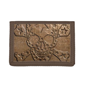 Skull And Bones Metal/brown Tri-fold Nylon Wallet by TeensEyeCandy at Zazzle