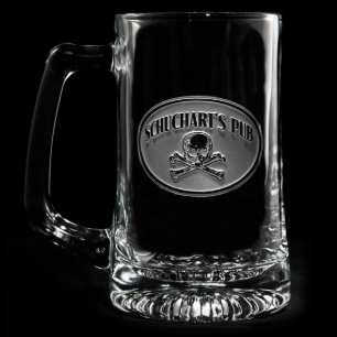 Skull and Bones Personalized Beer Mug