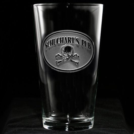 Skull and Bones Personalized Pint Glass (Front)