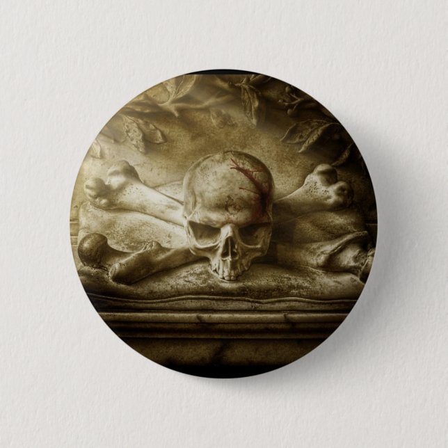 skull and bones pinback button (Front)
