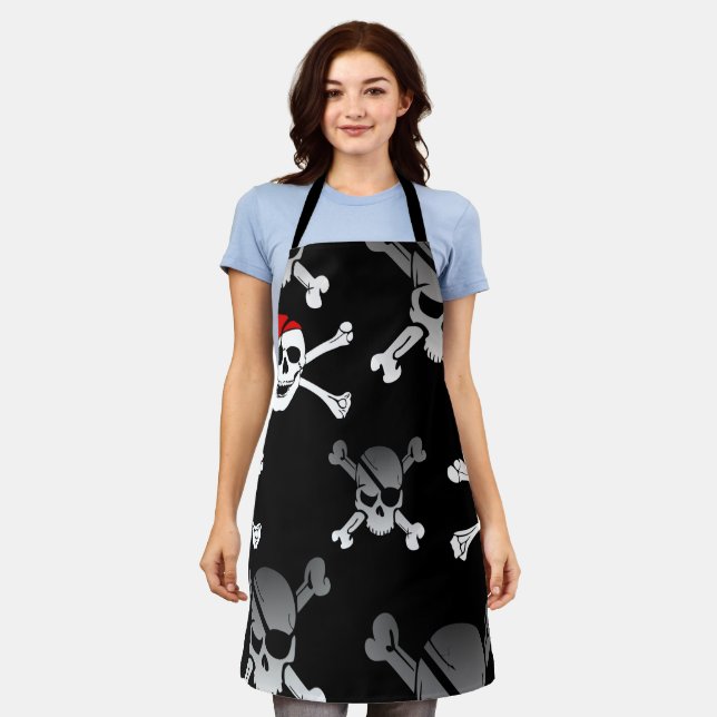 Skull and Bones Pirate Party Apron (Worn)