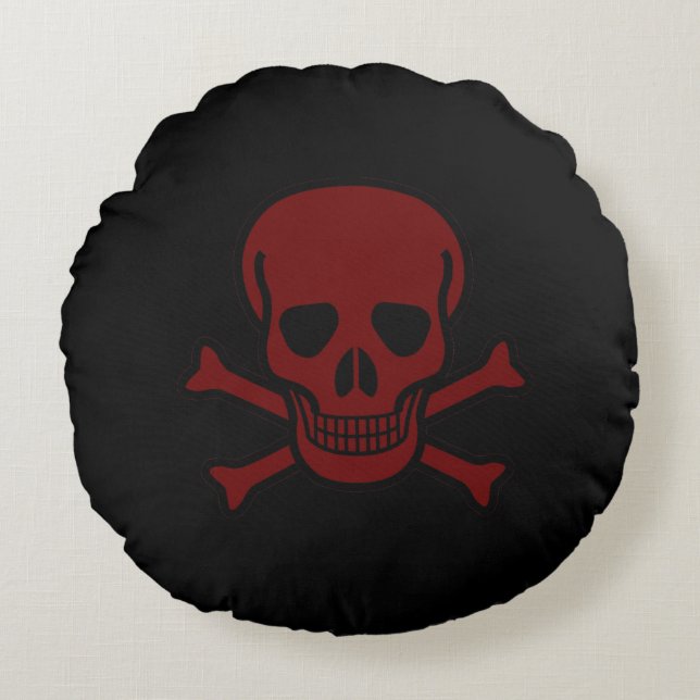 Skull and Bones Round Pillow (Front)