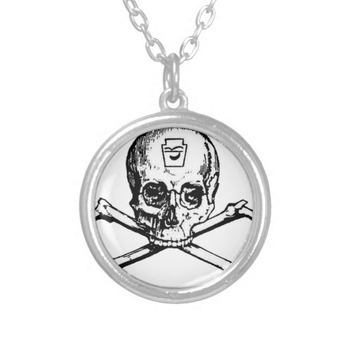 Skull and Bones _ Secret Society Silver Plated Necklace