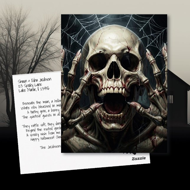Skull and Bones | Spooky Halloween Greetings Postcard (Creator Uploaded)