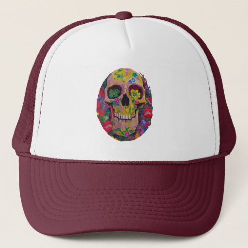 Skull and Botany _ Floral Smile Trucker Hat