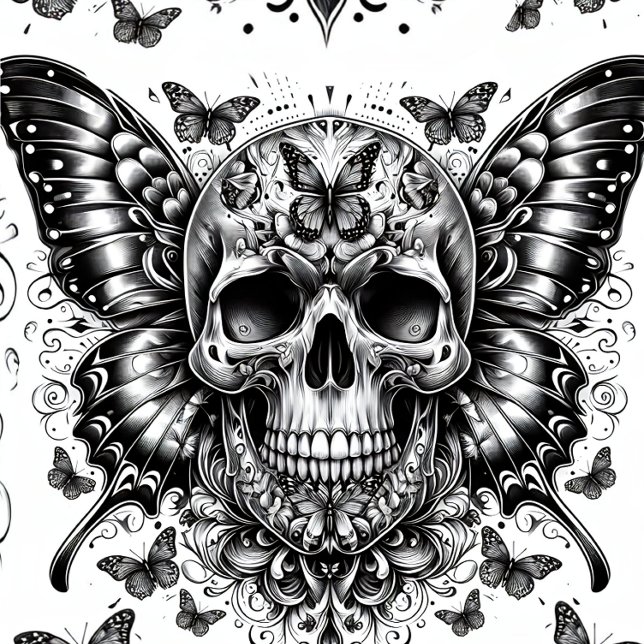 Skull and Butterflies Decoupage Paper (Creator Uploaded)