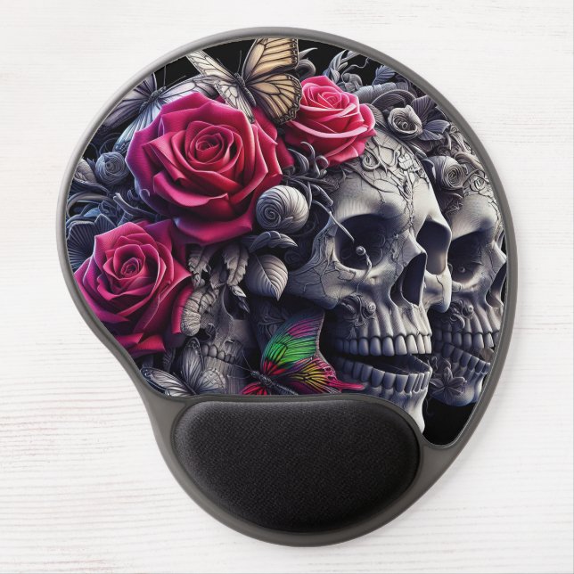 Skull and butterflies gel mouse pad (Front)
