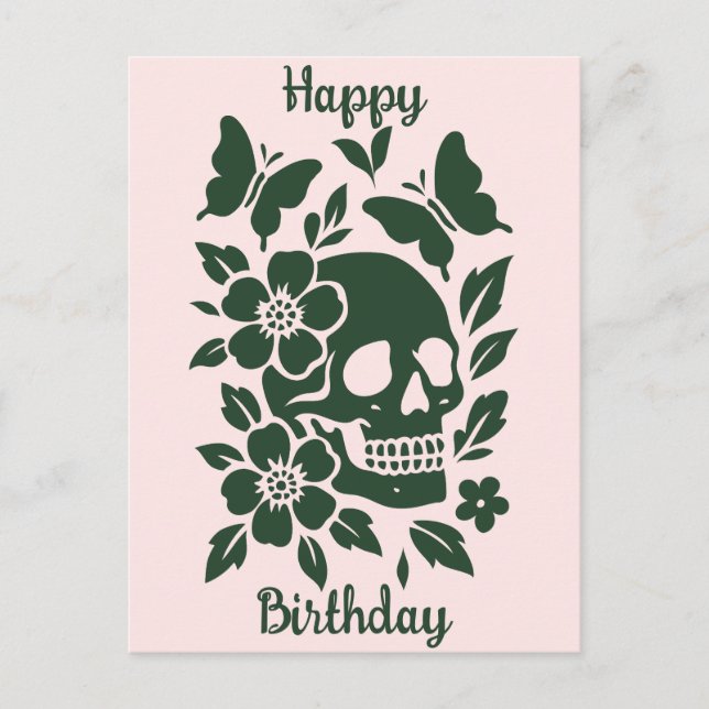 Skull and Butterflies Postcard (Front)