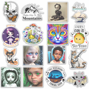 Skull and Butterfly Digital Art Sticker