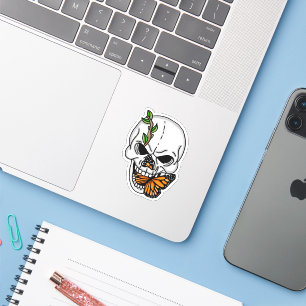 Skull and Butterfly Digital Art Sticker