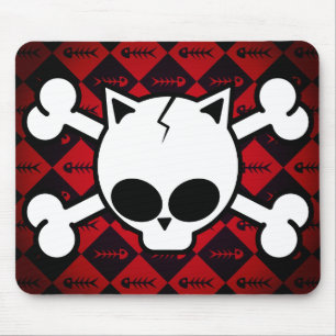 Skull and Cat Bones Mouse Pad