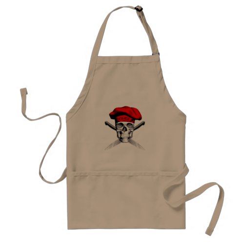 Skull and Chef Knives Red Hat Adult Apron
