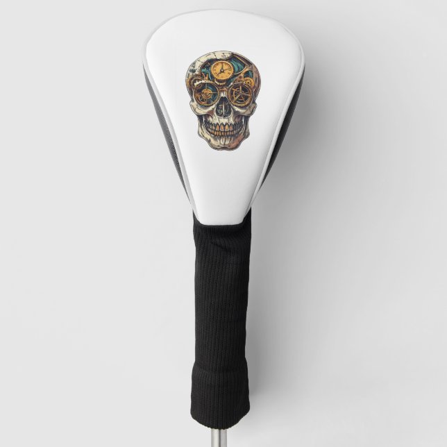 Skull and Clock Timekeeper Golf Head Cover (Front)