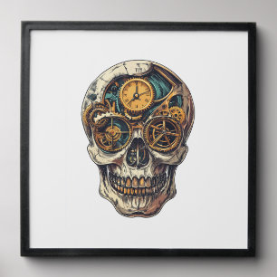 Skull and Clock Timekeeper Peel And Stick Photo Tile