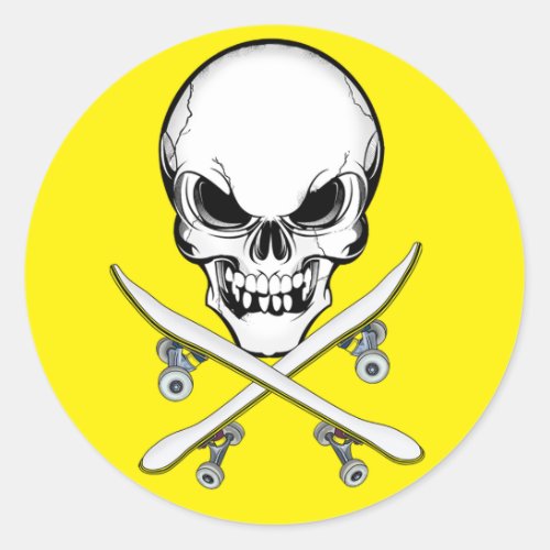Skull and Cross Boards Yellow Sticker