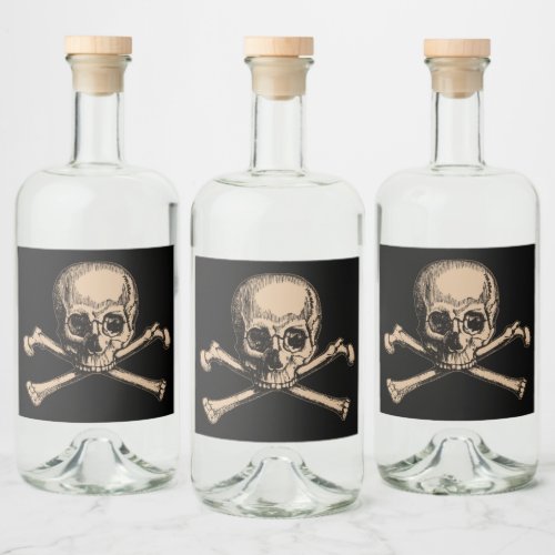 Skull And Cross Bones 2 Liquor Bottle Label