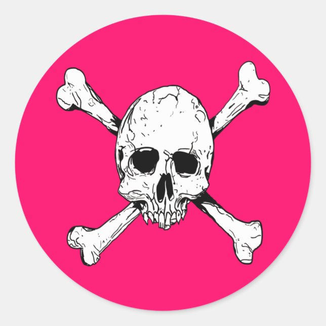 Skull and Cross Bones Classic Round Sticker (Front)