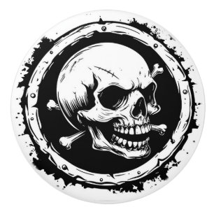 Skull and Cross Bones Design Ceramic Knob