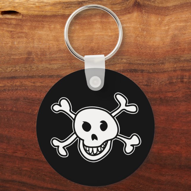 Skull and cross bones doodle custom keychain (Front)