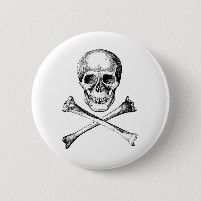 Skull and Cross Bones - Grey Pinback Button (Front)