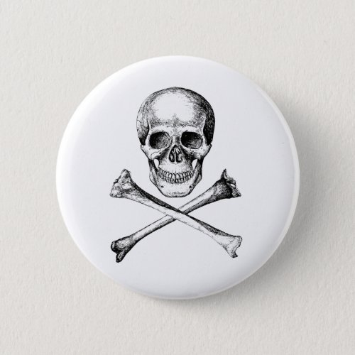 Skull and Cross Bones _ Grey Pinback Button