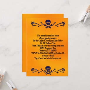 Skull and Cross Bones Halloween Party Invitation
