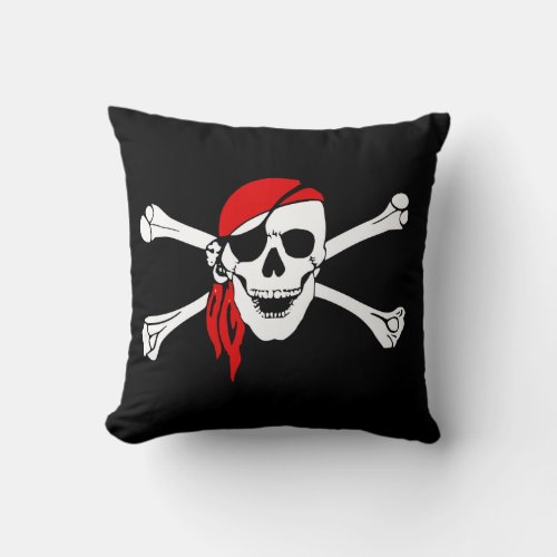 Skull and Cross Bones Pirate Throw Pillow