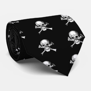 Skull and Cross Bones Red Neck Tie
