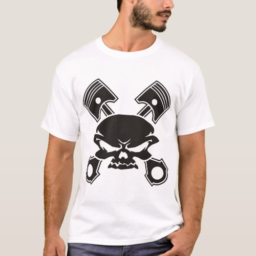 Skull and Cross Pistons T_Shirt