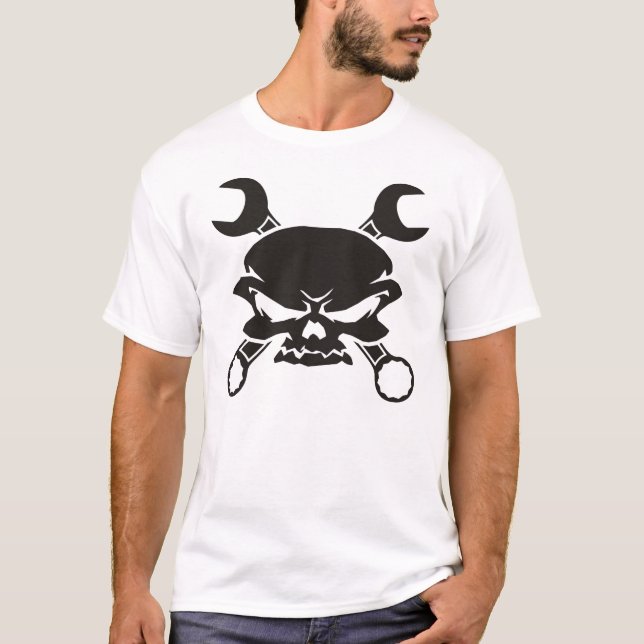 Skull and Cross Wrenches T-Shirt (Front)