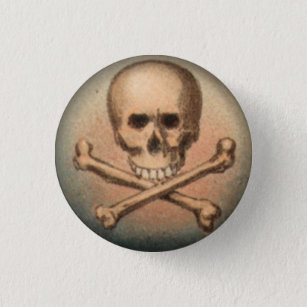 Skull and Crossbones 1 Inch Round Button