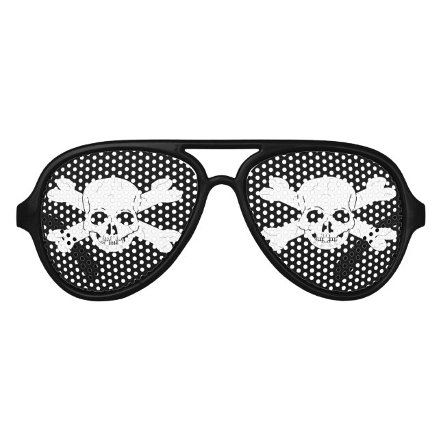 Skull And Crossbones Aviator Sunglasses (Front)