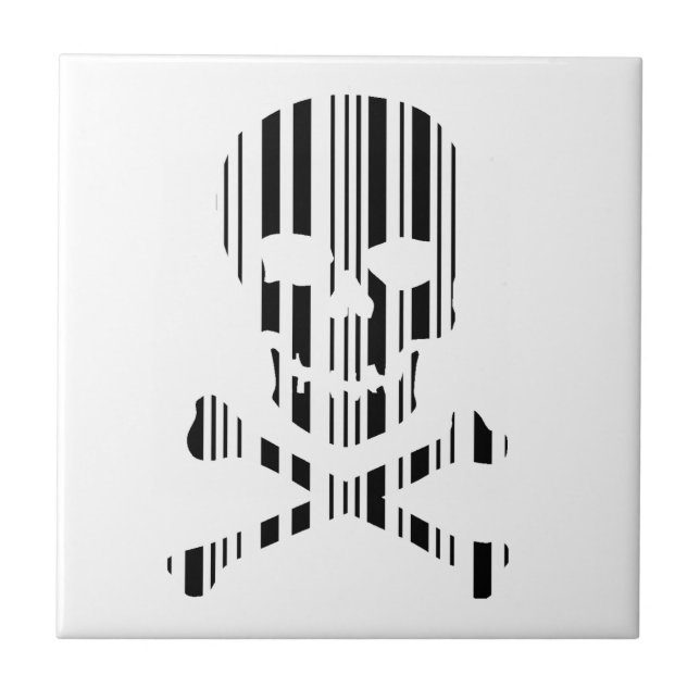 SKULL AND CROSSBONES BAR CODE Poison Barcode Tile (Front)