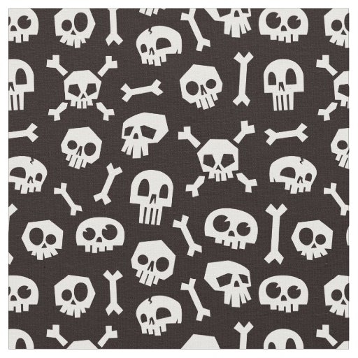 Skull and Crossbones Black and White Fabric