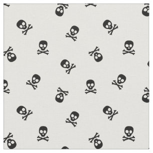 Skull and Crossbones Black and White Fabric