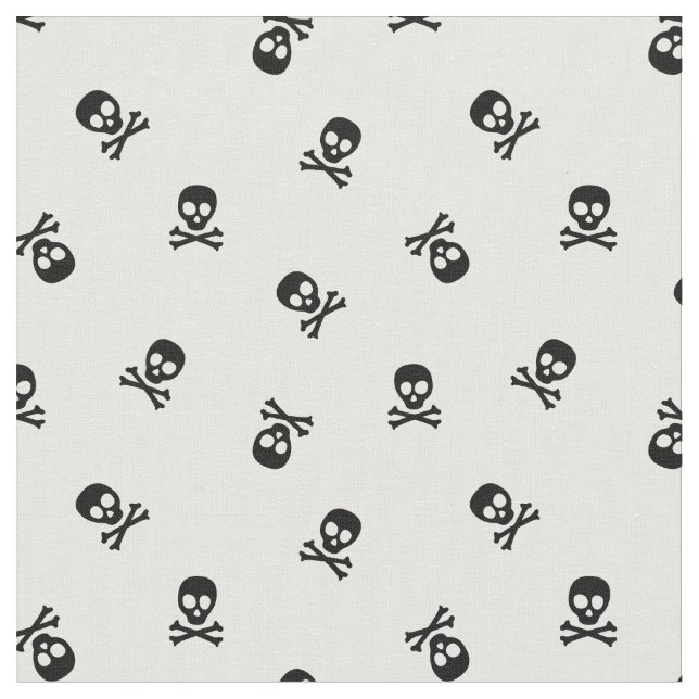 Skull and Crossbones Black and White Fabric (Close Up)