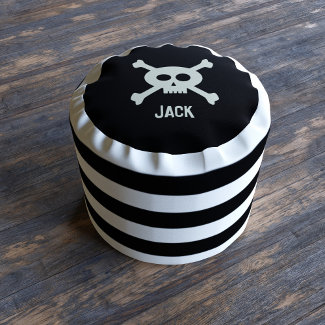 Skull and Crossbones Black White Stripes Pirate