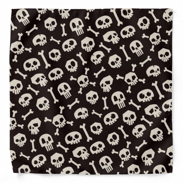 Skull and Crossbones Bone White Bandana (Front)