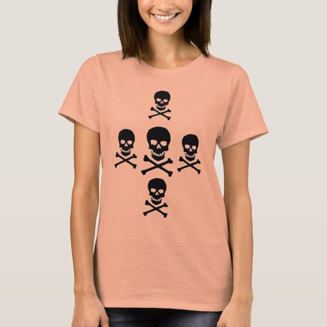 Skull and Crossbones Burnout Ladies Burnout Tee (Front)
